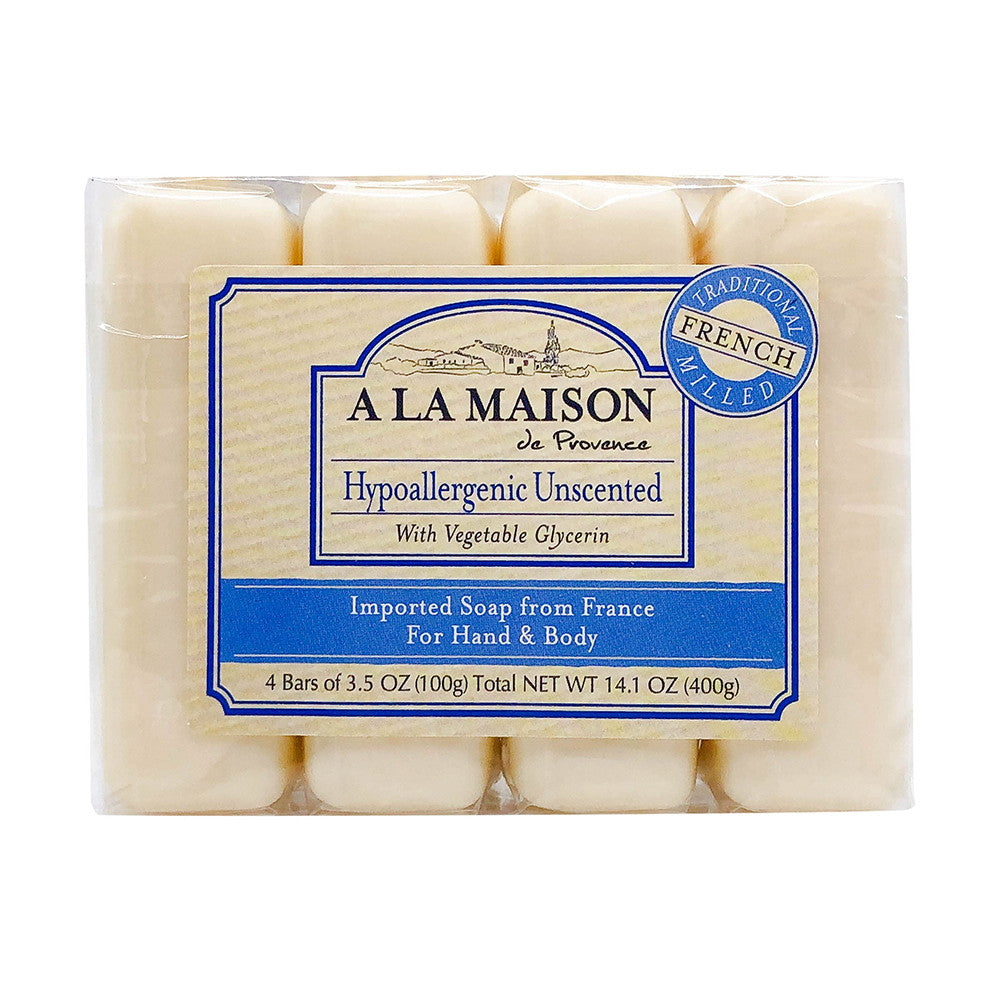 A La Maison Hypoallergenic Unscented Bar Soaps, 3.5 Oz, 4 Ea